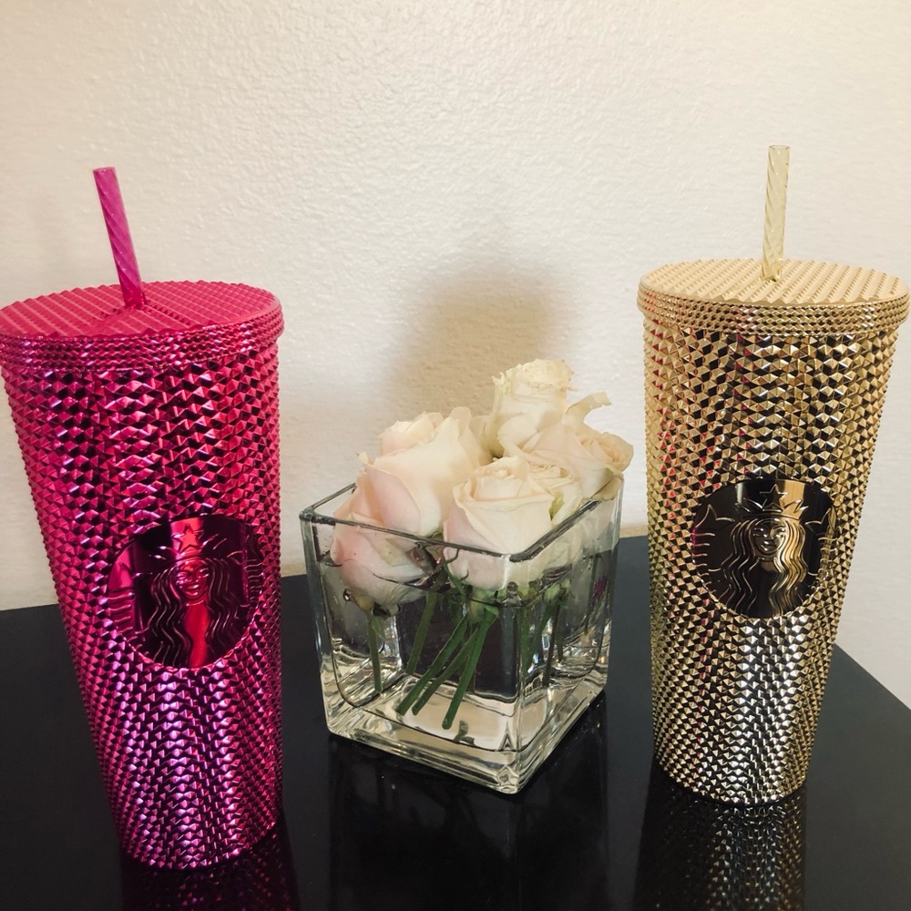 Starbucks Pink and Gold Art Vases